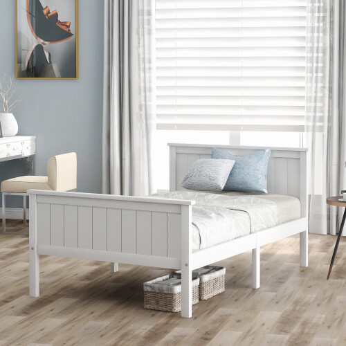 White wooden bed - white, frame