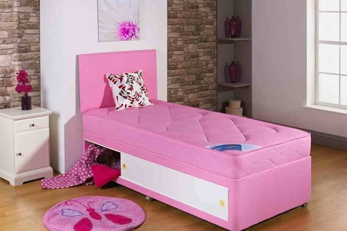 3ft single divan pink - pink, bed