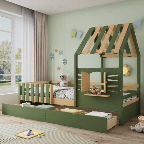 Junior wooden house - wooden, bed