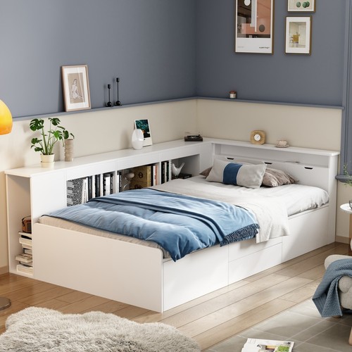 Single bed with drawers - bed,