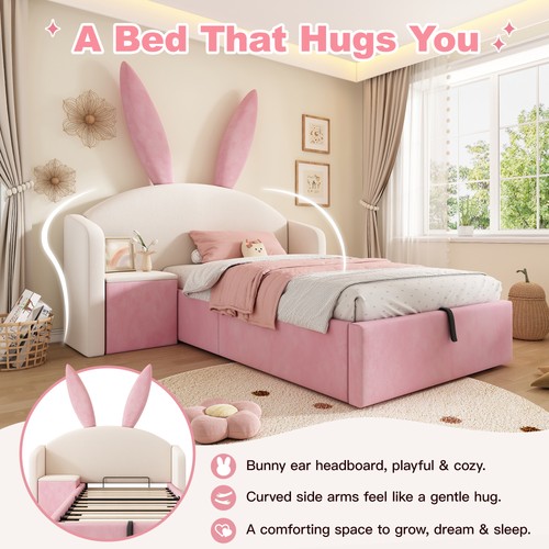Bunny ears kids bed 90x190cm - bunny,