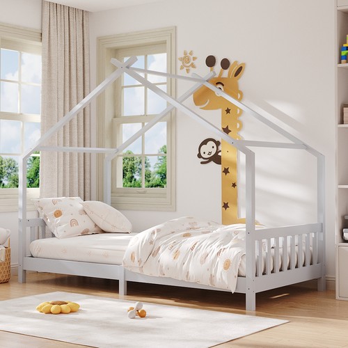 Pine wood single bedframe - wood,