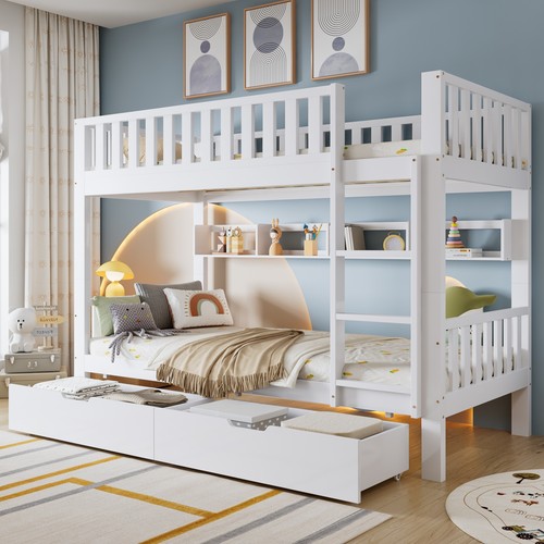 Bunk bed with ladder storage - bed, ladder,